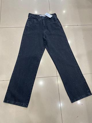 calca wide preta estonada com brilho