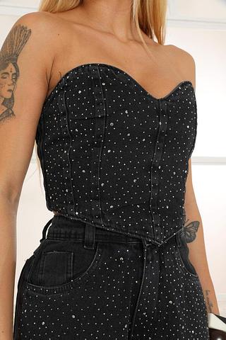 Cropped preto hot fix