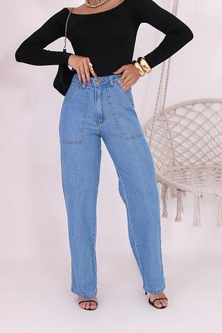 Calça wide bolso