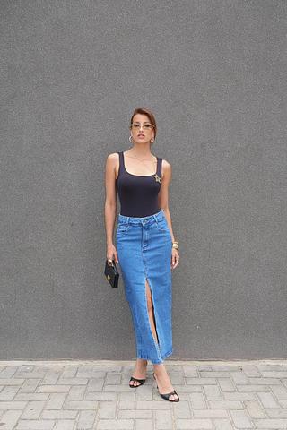 saia midi com 1% lycra abanhado