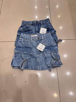 Saia jeans bolso cargo