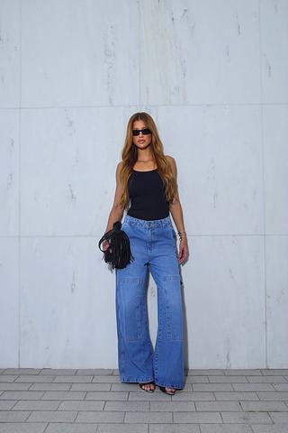 Wide leg tira atras