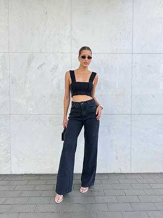 Wide leg estonado brilho top