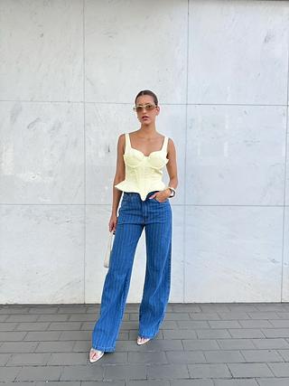 Wide leg listra claro